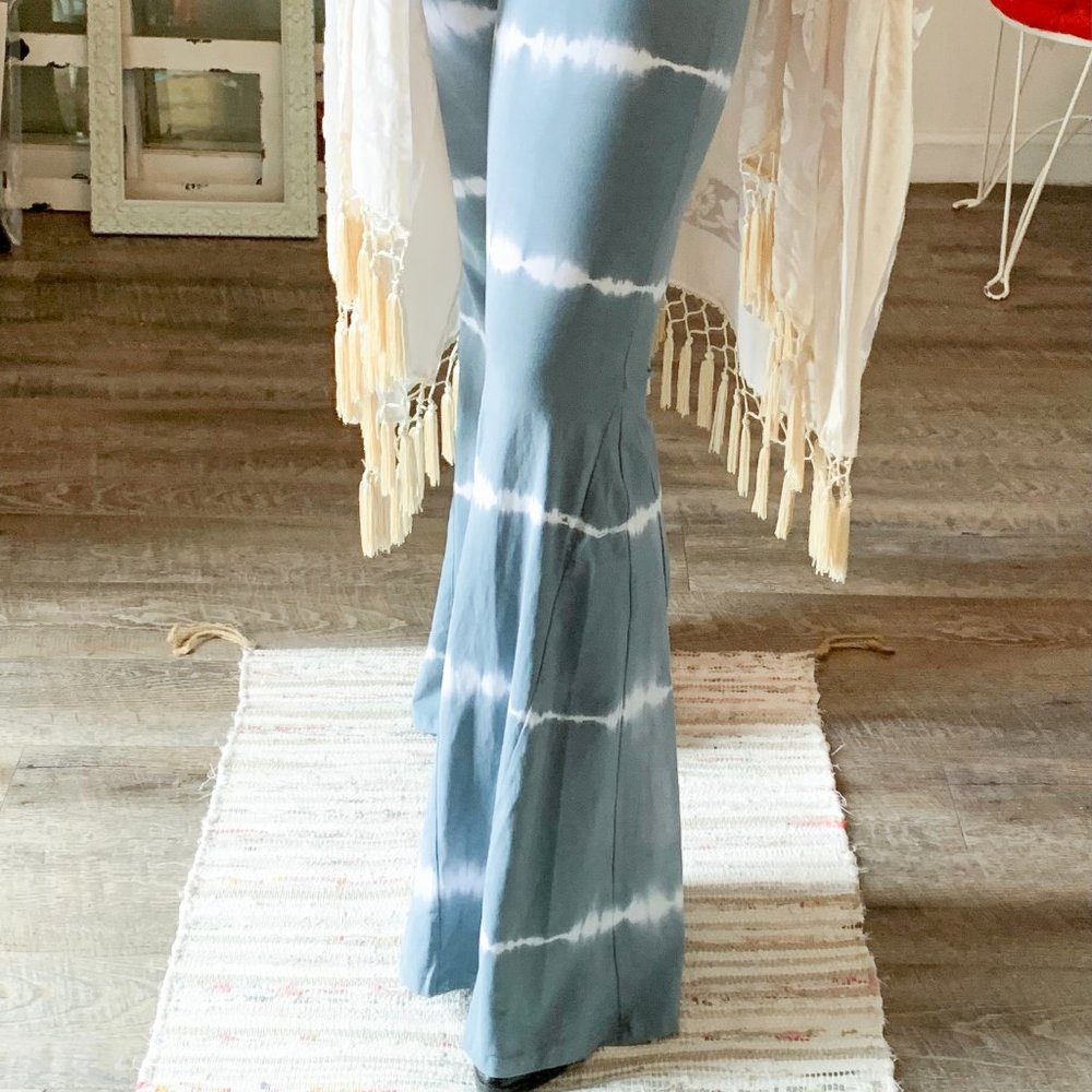 Blue Tie Dye Flare Pants - Picture 2 of 3
